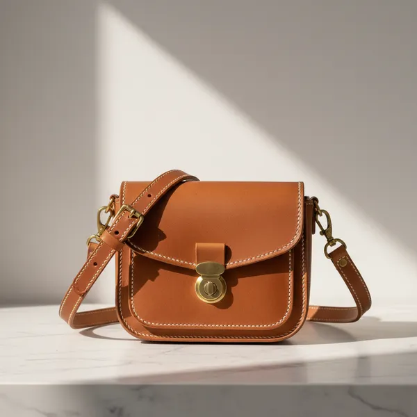 Bolso Cuero Natural Hecho a Mano